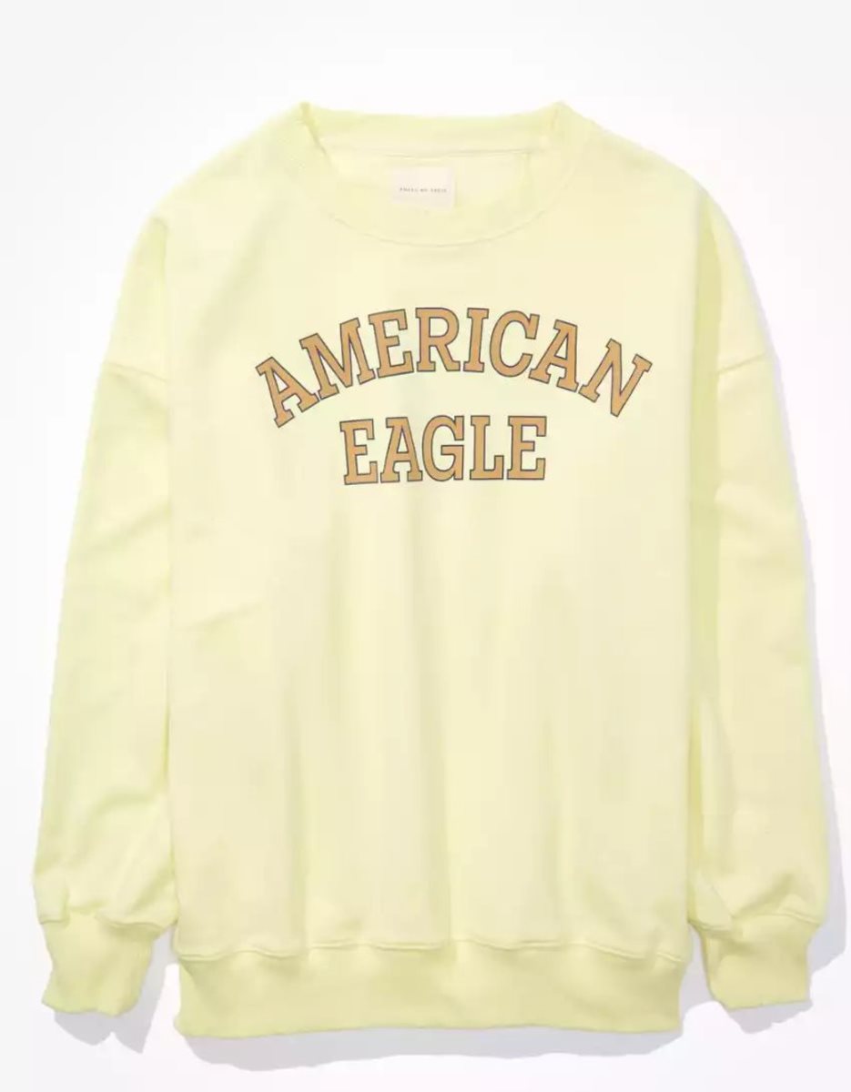 T Shirt Graphique American Eagle AE Oversized Jaune Femme | JND-93101774